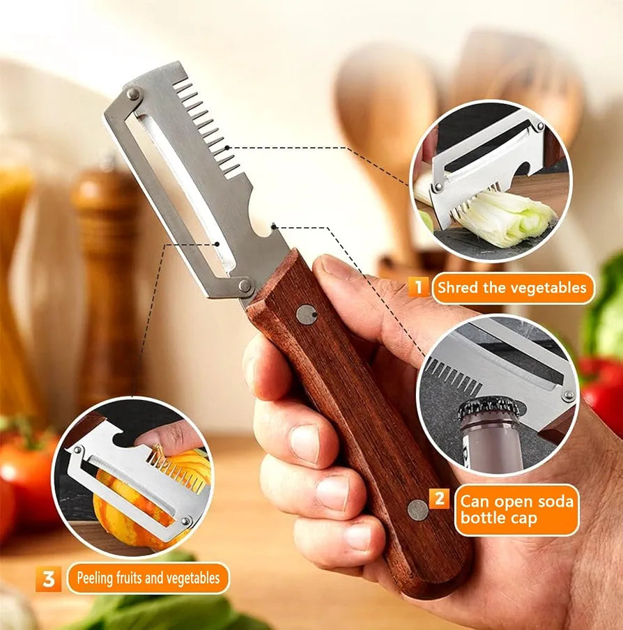 3 In 1 Peeler Knife Stainless Steel - Kitchen Tool Designed For Food Preparation And Daily Cooking Routine