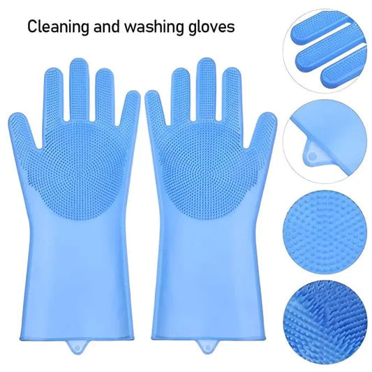 Silicon Washing Gloves High Quality Big Size - Household Accessory Designed For Cleaning And Washing Routine (Random Color)