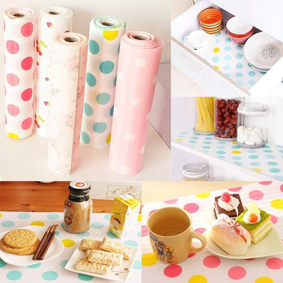 Kitchen Anti-Slip Foam Drawer Mat | Waterproof Cushion Sheet For Cupboards, Refrigerators & Tables - Size 45*150 cm | Random Colour